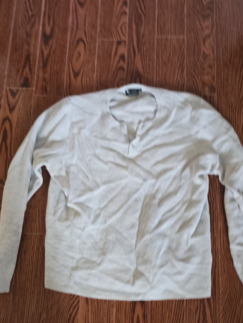 Men's Light Gray Long Sleeve Waffle Henley